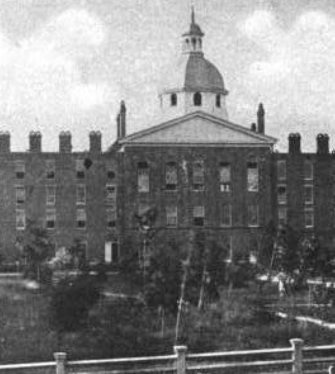 black and white photo of a building